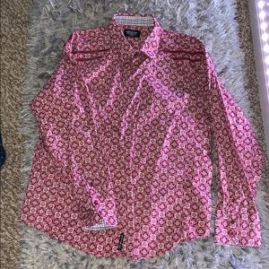 Red and white mens button up